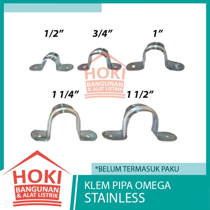 KLEM PIPA STAINLESS 1/2 3/4 1 1/2 1/4 inch - 1/2" 1" Besi Galvanis PVC