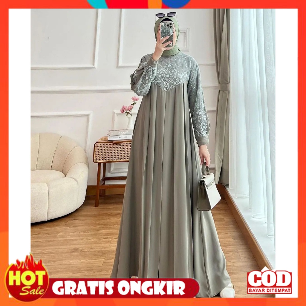 KAIN ADEM HALUS TEBAL / Irena Dress / Gamis Murah Mewah Elegant / Baju Muslim Wisuda Super Cantik / 