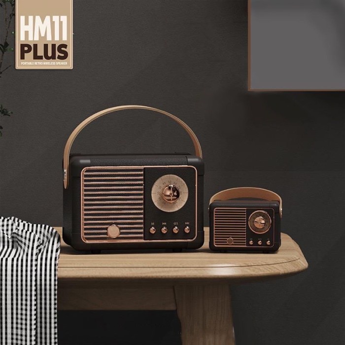 Radio Vintage Bluetooth Speaker Retro/ Radio Jadul Bluetooth Speaker - Hitam, S