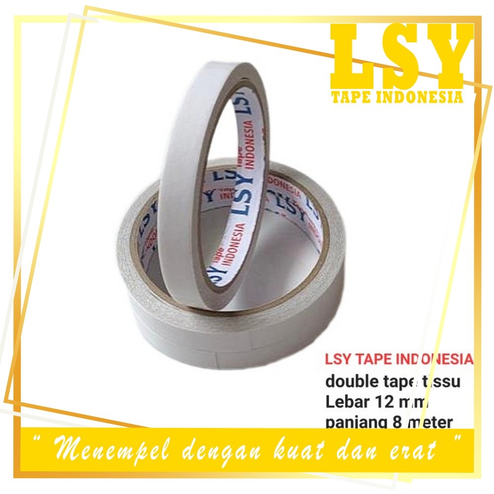 

LSY Double Tape 12mm x 10yard Full | Isolasi Tape Double 12mm x 10yard