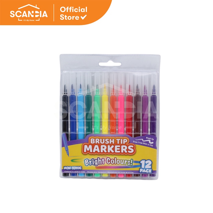

SCANDIA Spidol Warna Menggambar Colour Markers Brush Tip 12PK (SE0004)