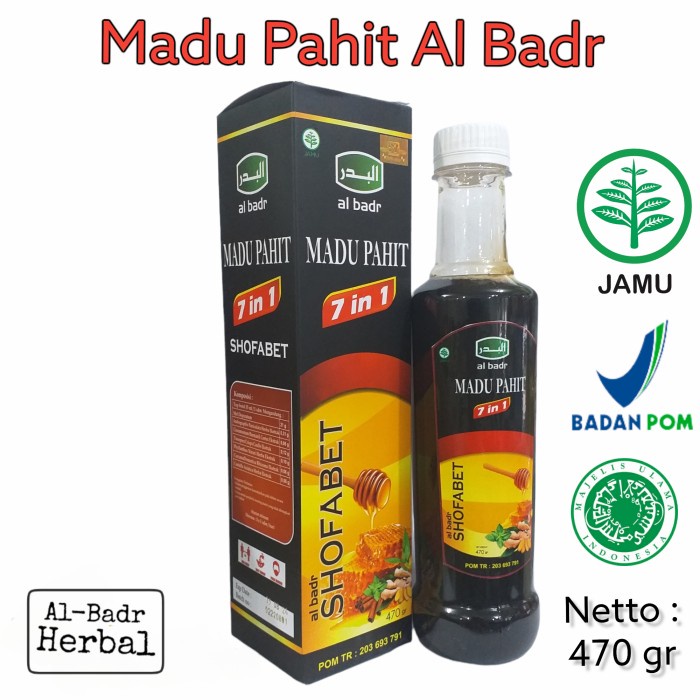 

Madu DIABETES Madu pahit al badr 470gr Plus Daun Insulin & Propolis