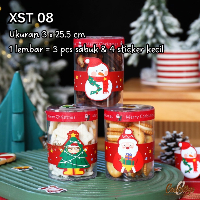 

Belt Sabuk Toples Sticker Stiker Label Natal XST08 Kue Cookies Hampers Kado Christmas