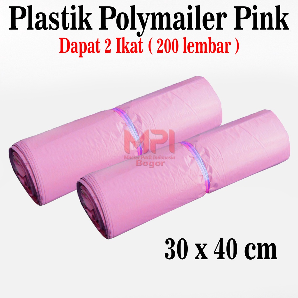 

2 IKAT ( 200 LEMBAR ) Plastik Polymailer Pink 30 x 40 cm - Plastik packaging Kantong Amplop - Master Pack Indonesia Bogor