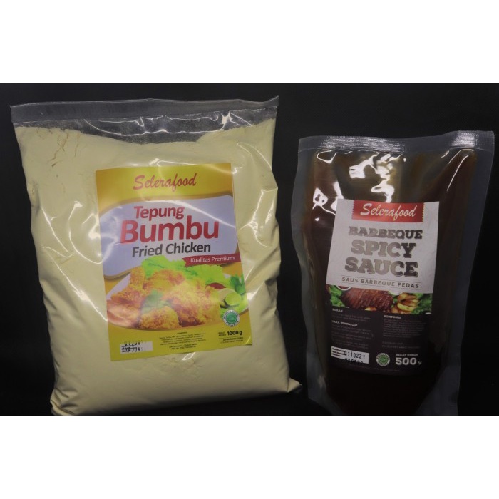 

JF-98 #PAKET 4 SELERAFOOD Tepung Bumbu @1Kg + SAUS BBQ SPICY @500g
