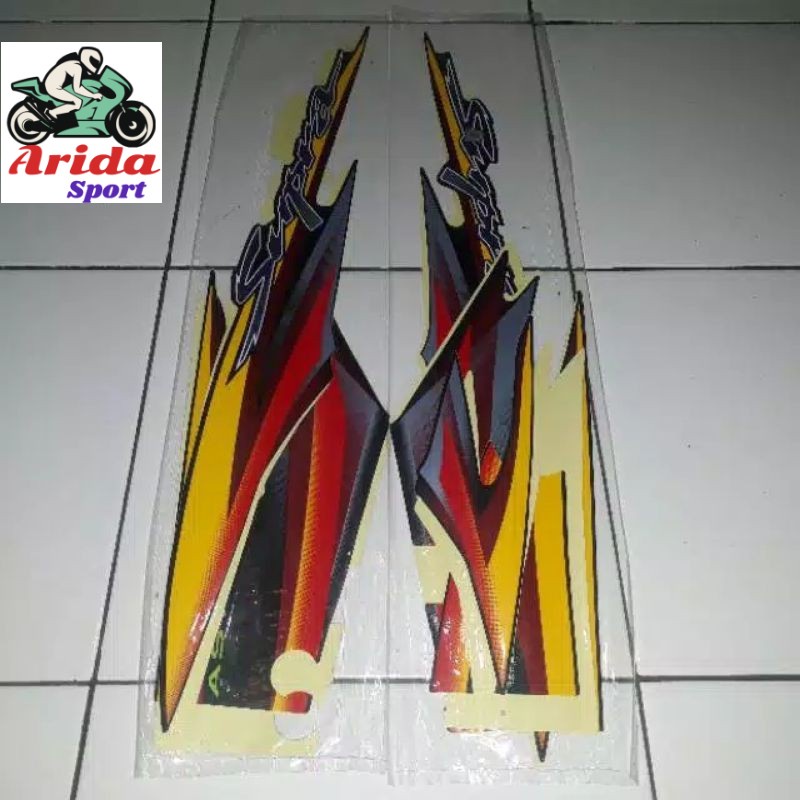 striping supra 100 old stiker sticker lis honda supra std 100 old lama 2002 hitam kuning lis body su