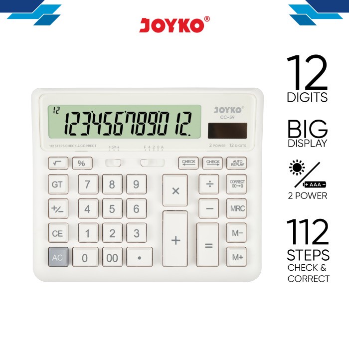 

Calculator Kalkulator Joyko CC-59 | 12 Digits Check Correct | Kalkulator Dual Power