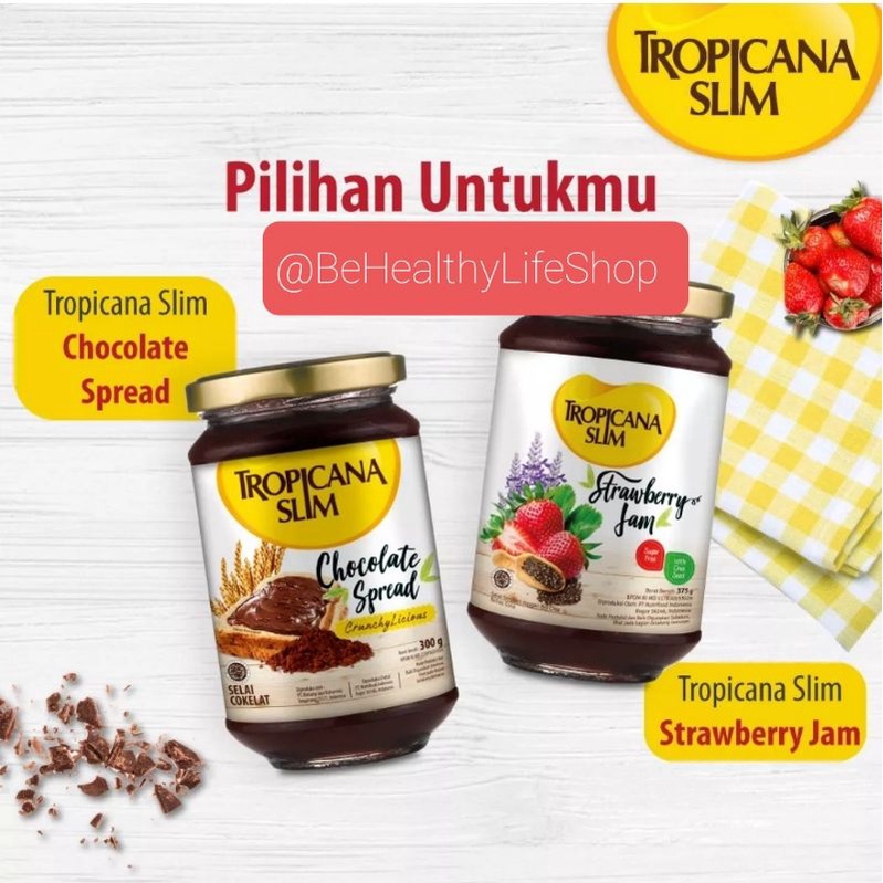 

COD Selai Tropicana Slim Chocolate Spread / Strawberry Spread / Peanut Kacang Spread 300 gr
