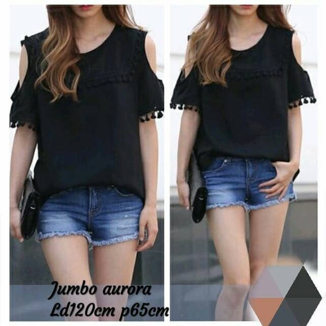 LD 120 XXXL BAJU ATASAN KAOS BLOUSE AURORA PAKAIAN FASHION WANITA SUPER JUMBO BIGSIZE OVERSIZE LENGA