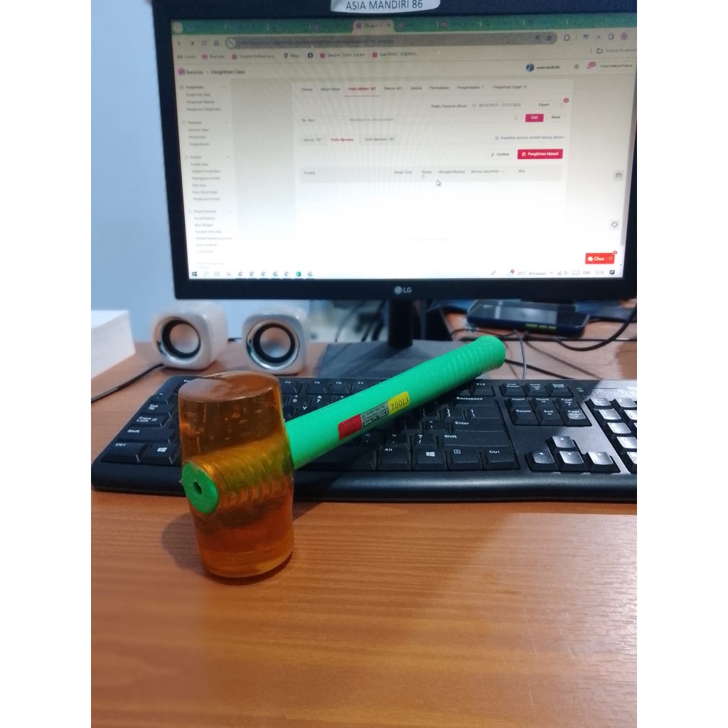 Palu Karet 400G 16oz Original Palu Karet Keramik Palu Karet Jumbo Palu Karet Besar Palu Karet Hijau 