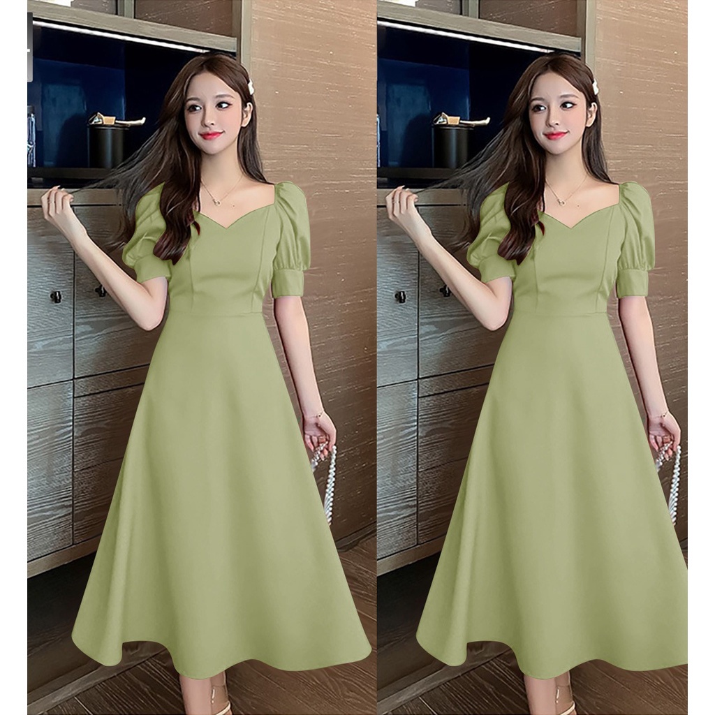New Midi Dress Scuba Gia & Syahira Dress Wanita Best Seller Good Quality