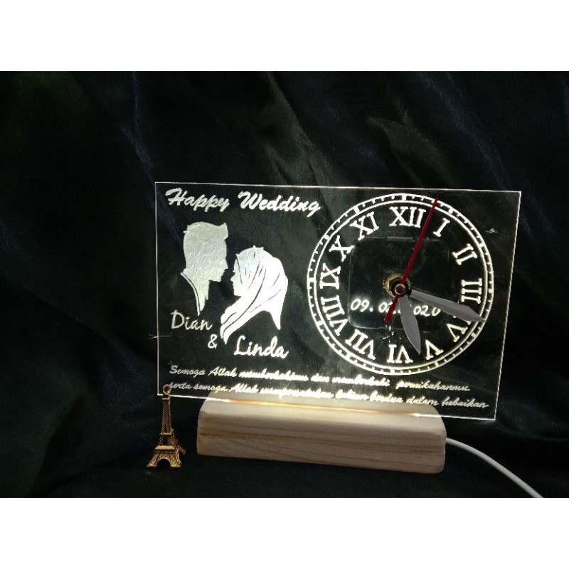 Jam lampu hias akrilik / Jam duduk/ Jam LED acrylic/ Jam custom foto