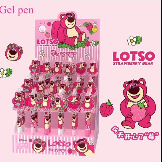 

0.5 MM Pulpen PEN GEL Karakter LOTSO Beruang Stroberi Strawberry Bear Lucu Bandul Anak Pena Tinta Hitam