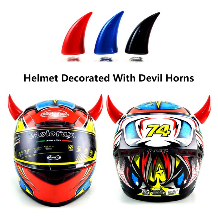 Dekorasi Aksesoris Tanduk Helm Besar Helmet Devil Horn Lem Suction Cup