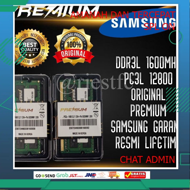 {PERLENGKAPAN KOMPUTER TERLARIS} RAM NB LAPTOP DDR3 DDR3L 2GB 4GB 8GB 1333MHZ 1600MHZ PC3L 12800 GARANSI RESMI SAMSUNG PREMIUM ORIGINAL UMBR57