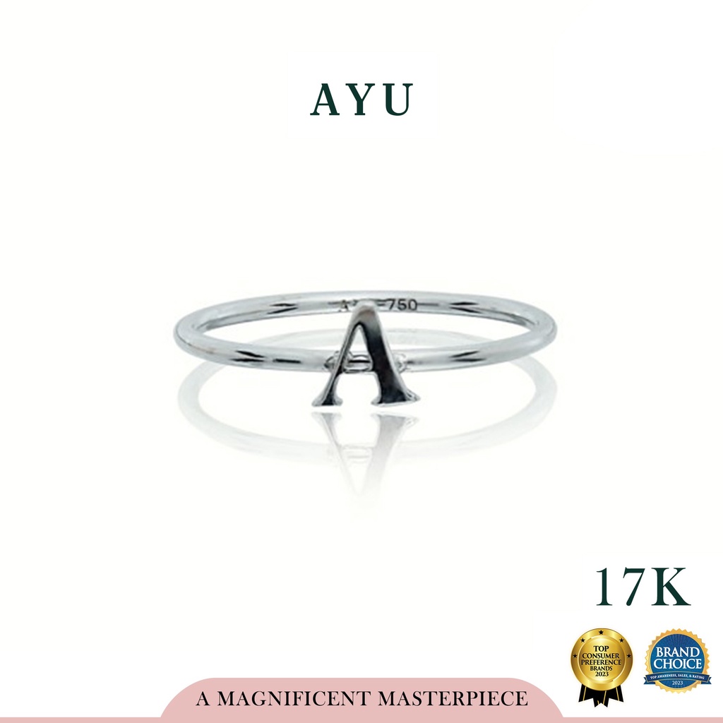 AYU Cincin Emas - Initial Gold Ring 17K White Gold