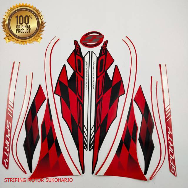 (ORI)  striping  honda scoopy 2018 sporty hitam merah kualitas original