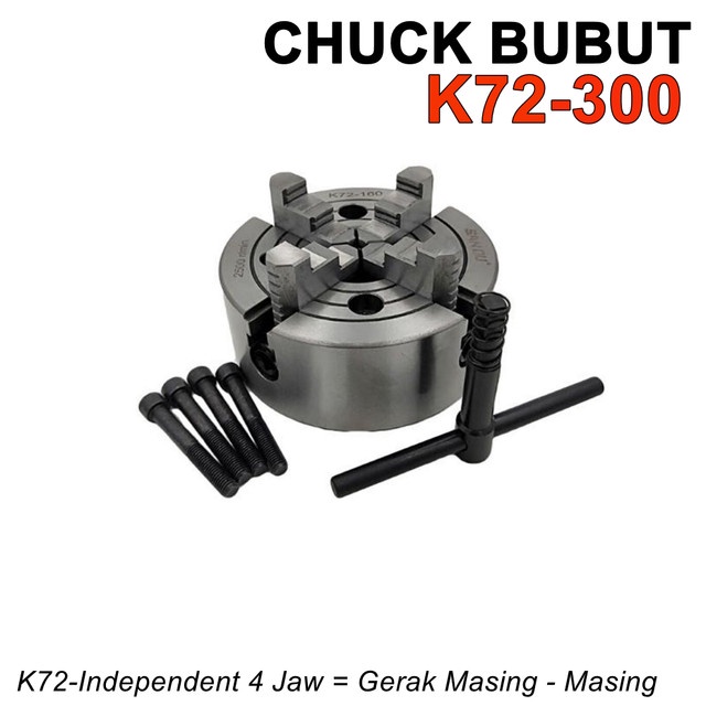 Chuck Bubut 12" Claw K72-300 4 Jaw Cekam Kaki 12 Inch Independent