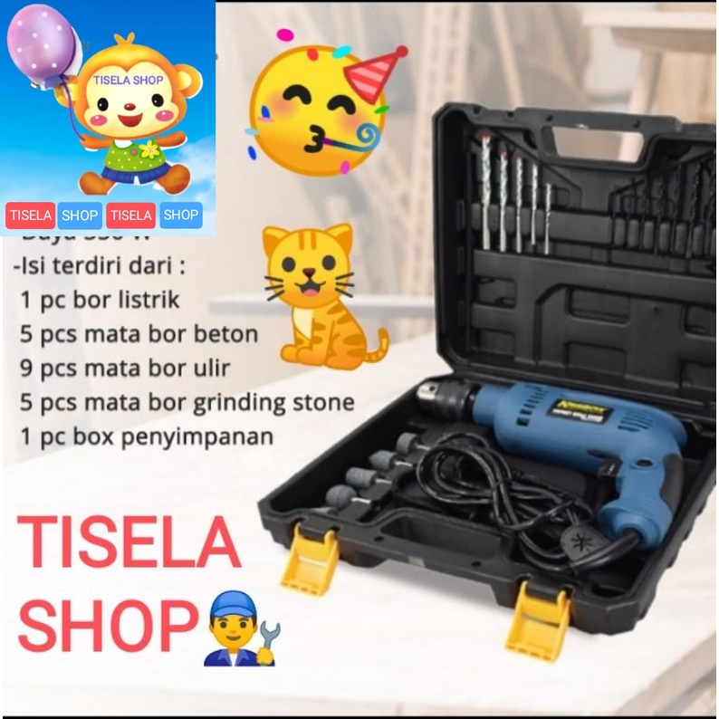 Bor Listrik mesin industri rumah Lengkap set beton kayu besi 10064703 Krisbow