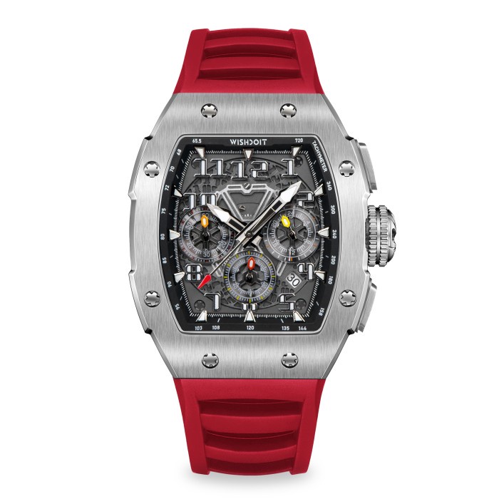 Sale WISHDOIT GT Chrono-Silvery Watch (Red Strap) Termurah