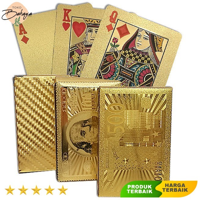 Kartu Remi Poker Lapisan Gold Foil Motif Dollar