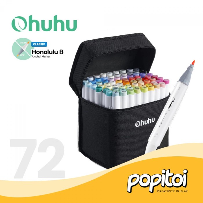 

Andma OHUHU Honolulu 72 Colors Dual Tip Brush Chisel Fine Alcohol Art Marker - BRUSH & FINE
