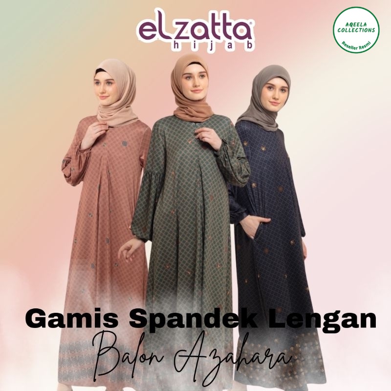ELZATTA GAMIS SPANDEK AZAHARA BASIC LENGAN KERUT POLOS MOTIF ELZATA GAMIS ELZATTA TERBARU 2024