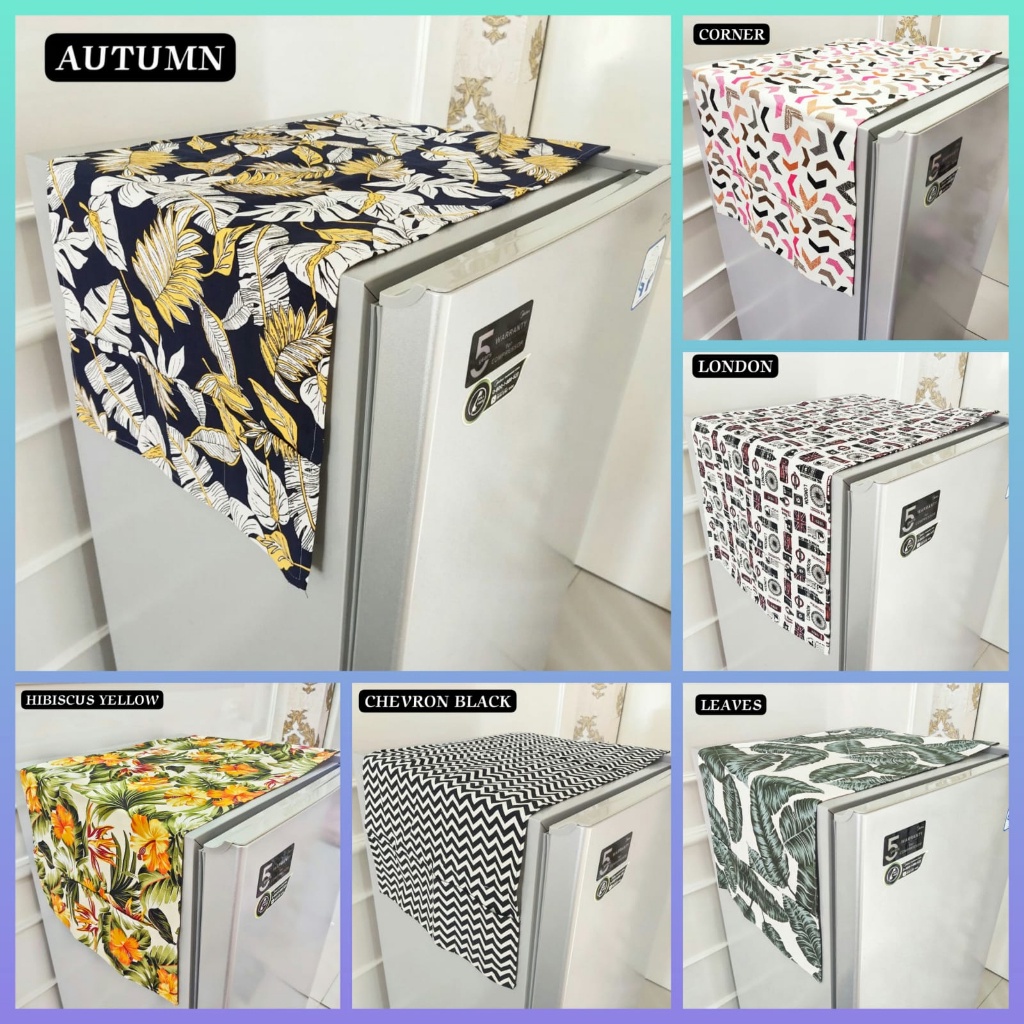 Tutup Kulkas Set Murah Bahan Kanvas 40x120cm Part 10 | Taplak Kulkas 1 Pintu | Penutup Kulkas Set