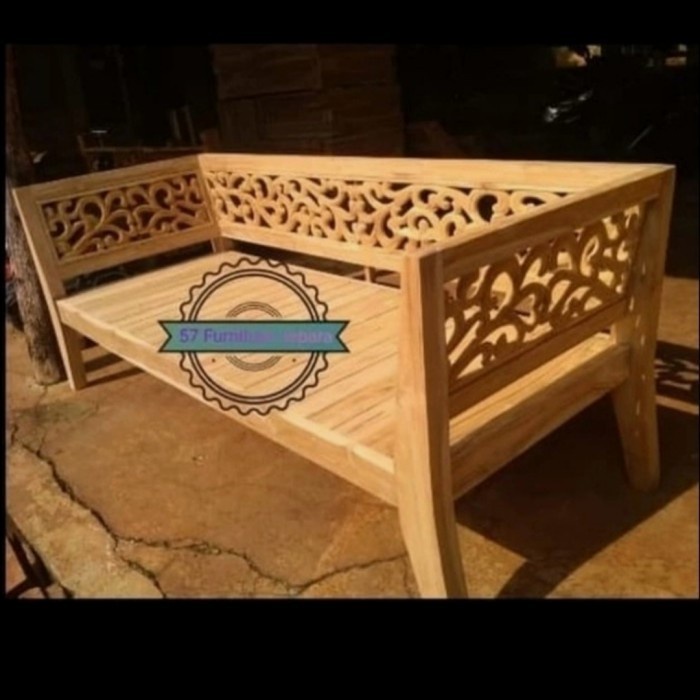 Termuraah pesanan bale bale kursi tamu risban kayu jati ukir panjang 150cm