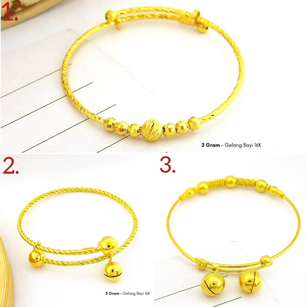 Gelang anak bayi anak dan dewasa emas asli kadar 700 70% 16k baby merica boba padat lonceng lilit pu
