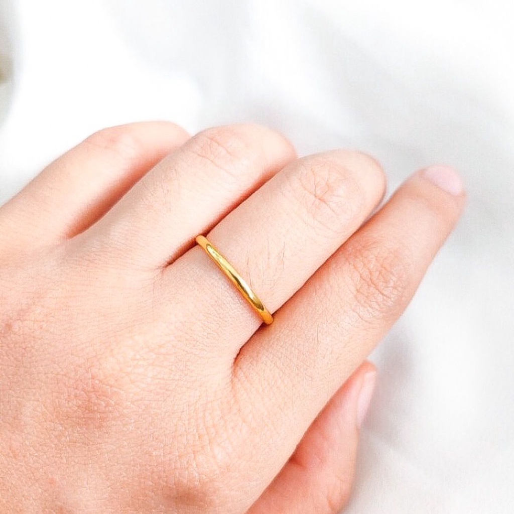 Cincin anak dan dewasa emas asli kadar 70 16k polos padat lidi belah rotan tumpuk double aesthetic k