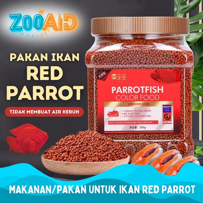 PAKAN RED PARROT LOUHAN / PELET BLOOD RED PARROT / MAKANAN IKAN PARROT