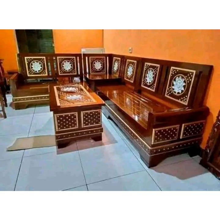Kursi Tamu Sudut Minimalis Jati Murah/Kursi RuangTamu Pojok Kayu ukir