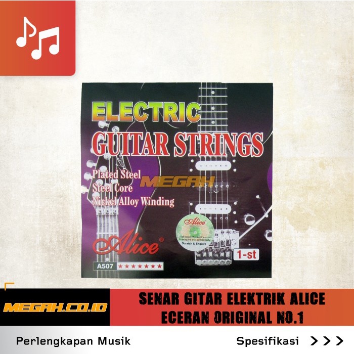 SENAR GITAR ELEKTRIK ALICE ECERAN ORIGINAL NO.1 SG100 / Senar Gitar Listrik Alice