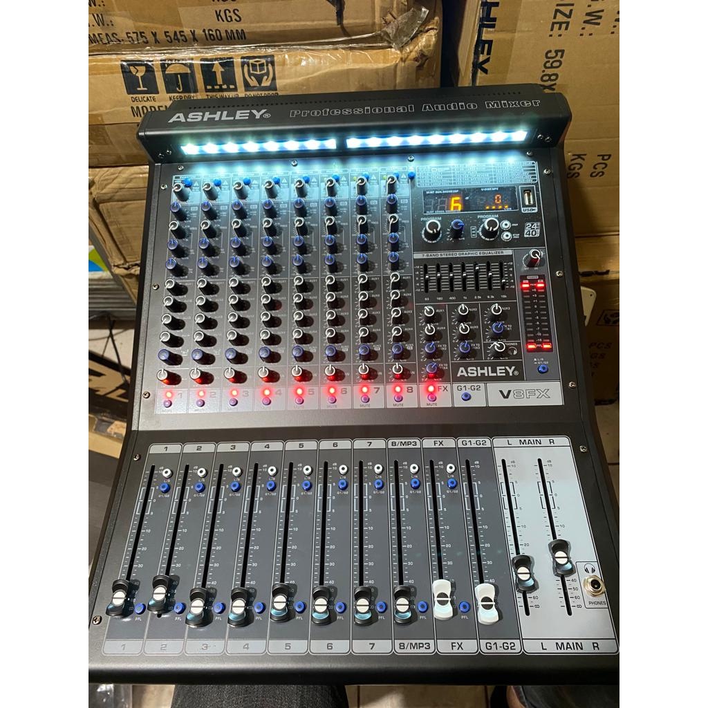 Mixer Audio Ashley V8 Fx Usb Bluetooth Original Mixing 8 Channel V8fx