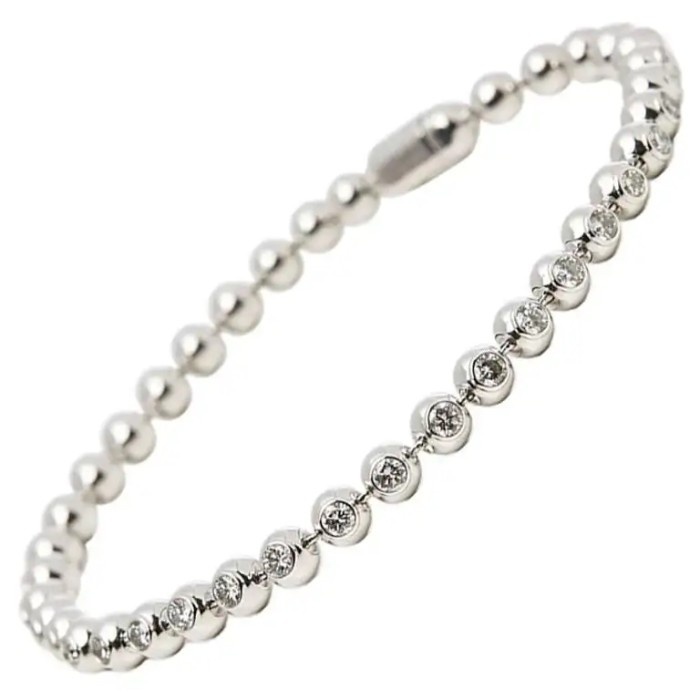 Tennis beads diamond perlee bracelet 18k -Diamond Jewelry