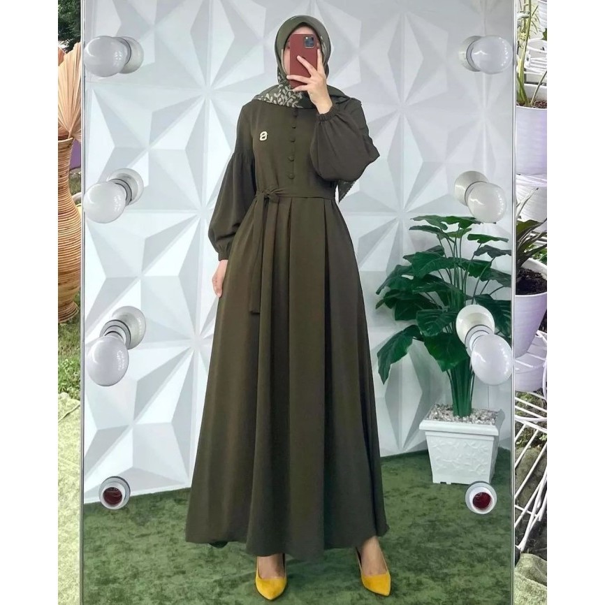 "Girya.Syo" - TERBARU Gamis Crinkle | Baju Muslim Wanita | Baju Gamis | Gamis Wanita - Army, All Siz