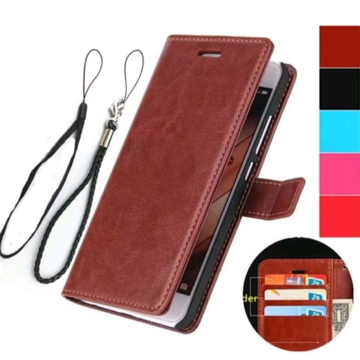 Case Vivo Y16 Casing Leather flip cover model dompet bahan kulit premium tersedia empat varian warna