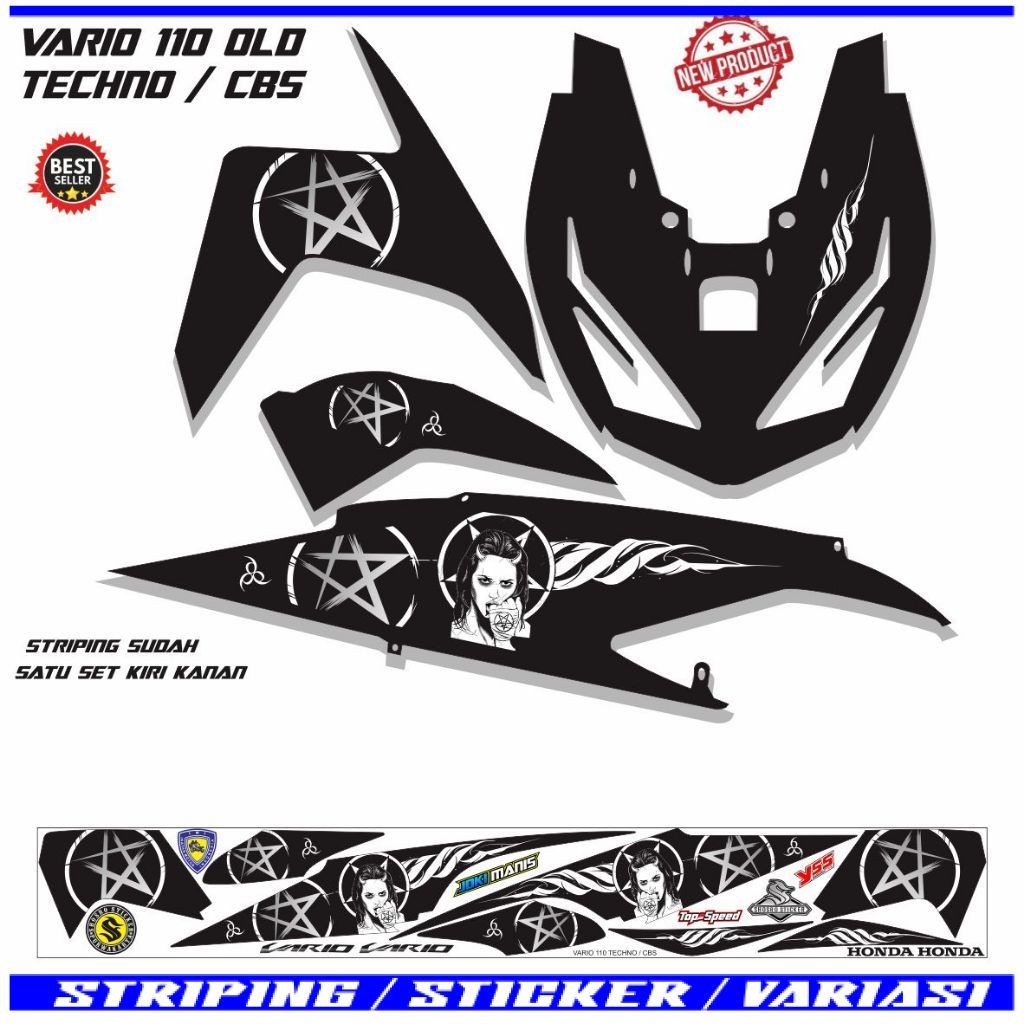STIKER STICKER MOTOR VARIO TECHNO OLD 110 /STIKER VARIO LAMA CARBU TECHNO 110 FI VARIASI