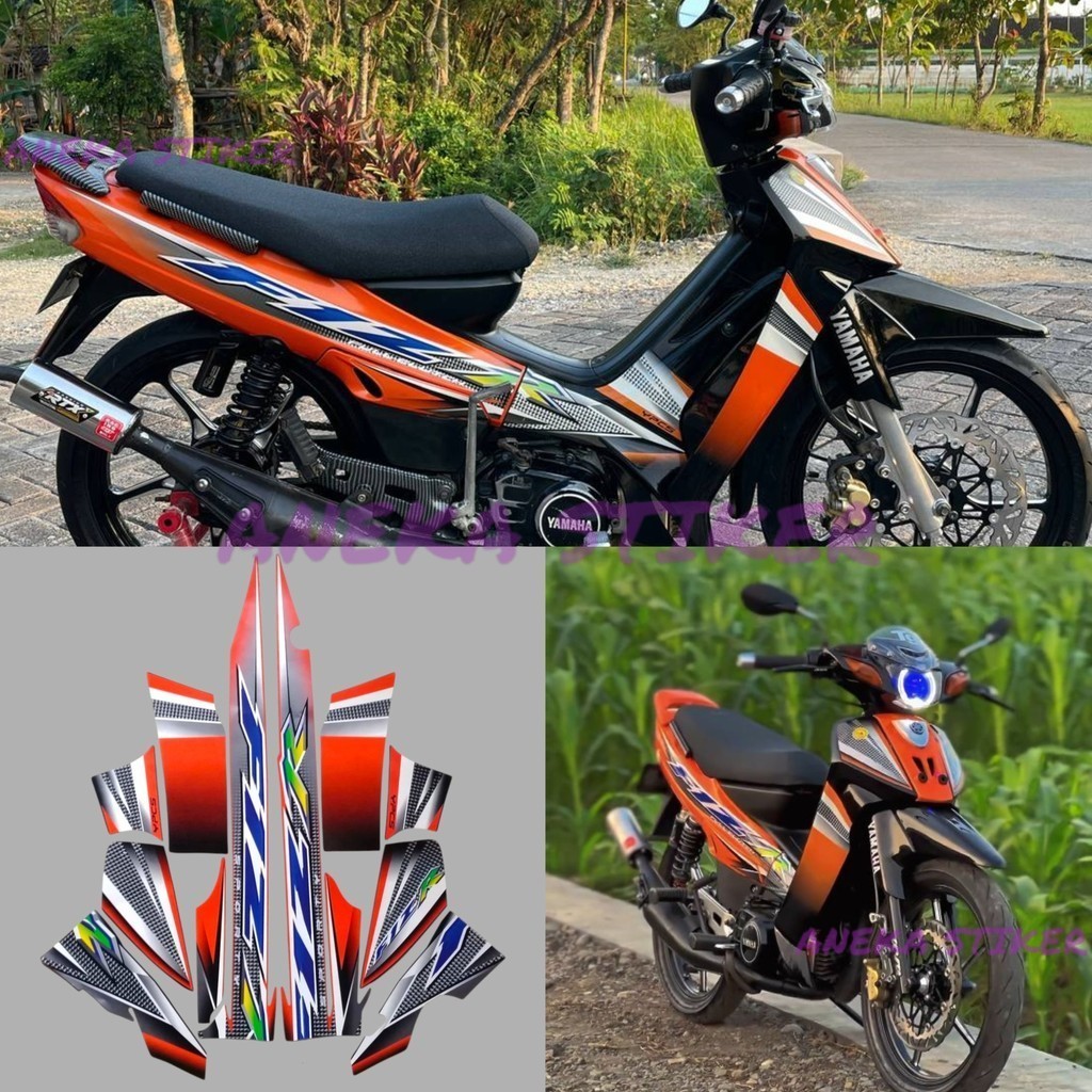 Striping stiker Yamaha F1ZR f1zr 2004 oren oranye hitam stiker list body Fullset dan berkualitas