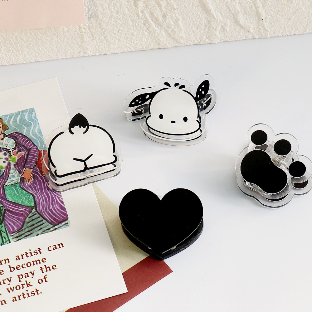 

4pcs Cartoon Acrylic Paper Clip Kawaii dog Decorative Bookmark Binder Clips Memo Clip School Office Stationery