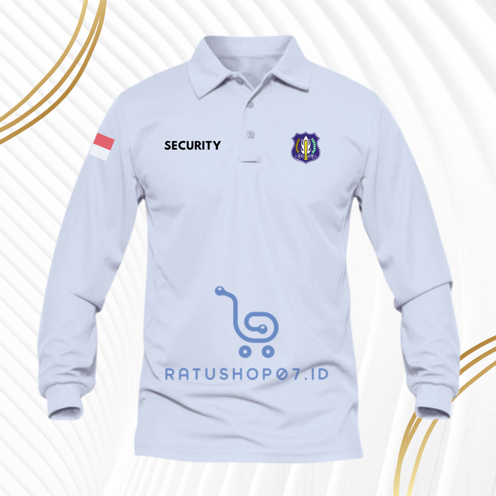 Baju Kaos PoloShirt Lengan Panjang Desain SECURITY LOGO Atasan Polos Pria dan Wanita Dewasa Casual s