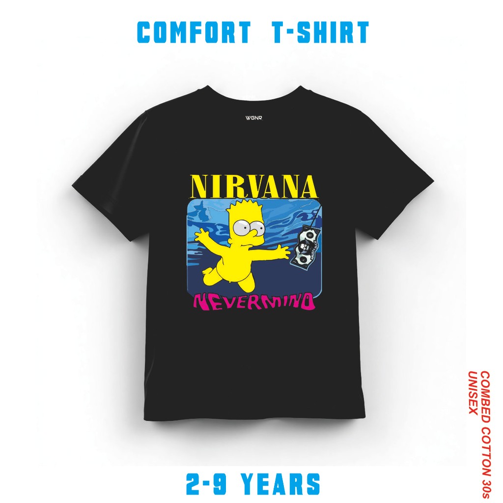 Kaos Anak Nirvana Laki Laki Usia 2-9 Tahun HItam