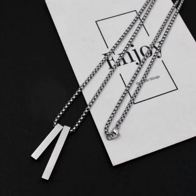 KALUNG TITANIUM MODEL DOUBLE BALOK TERKEREN PRIA DAN WANITA