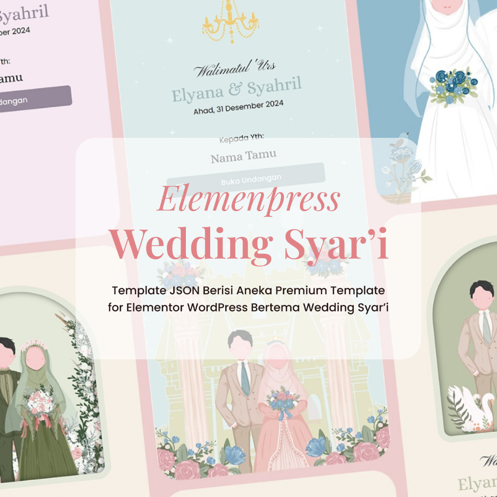Template JSON Wedding Syar'i Elemenpress Undangan Website Tanpa Foto Faceless Invitation Web WordPre