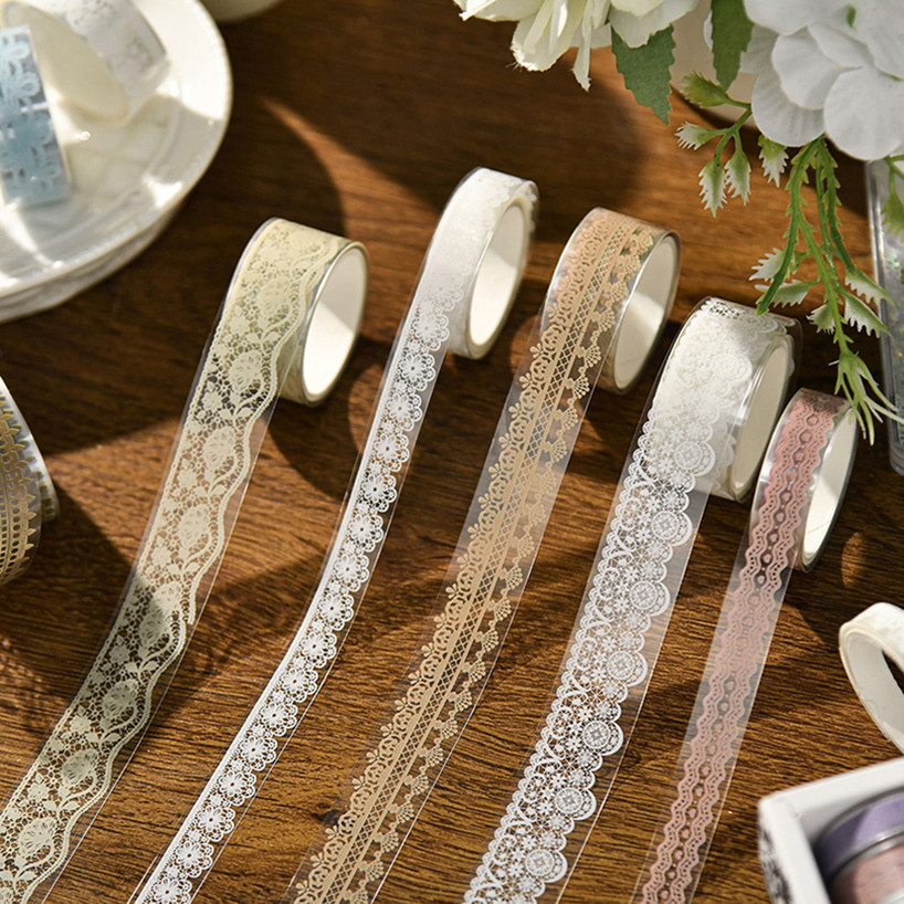 

6 Rolls Retro Lace PET Washi Tape Diary Decoration Washitape Cinta Adhesiva Decorativa Scrapbooking Supplies Masking Tape