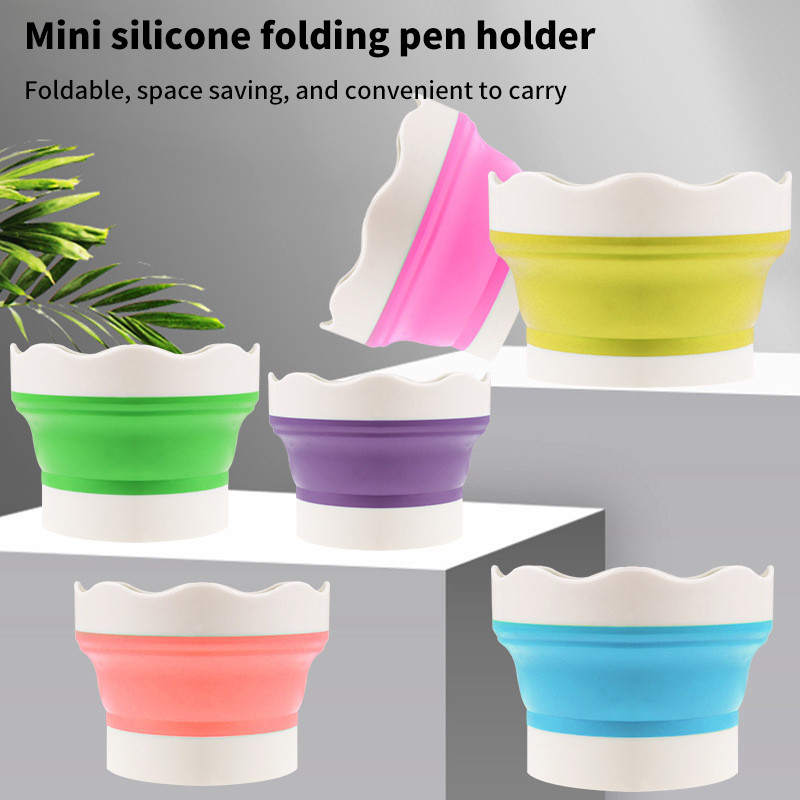 

Silicone Folding Mini Bucket For Washing Painting Brush Watercolor Drawing Tools Paint Pallette