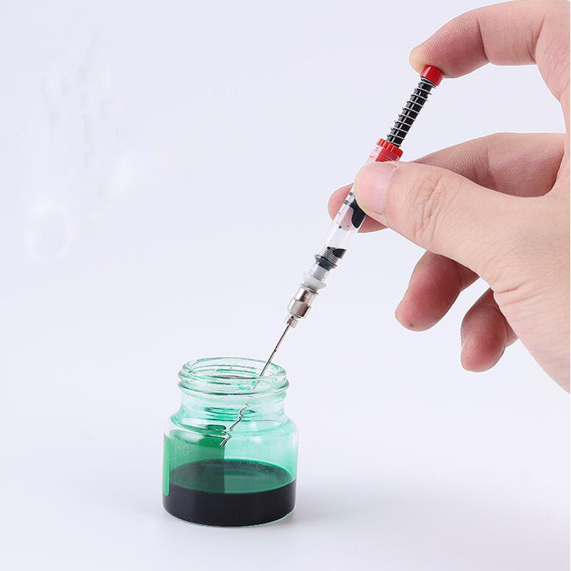 

Fountain Pen Ink Cartridge Converter Filler Spring Converter with Removable Blunt Needle Tip Ink Syringes Office Stationery