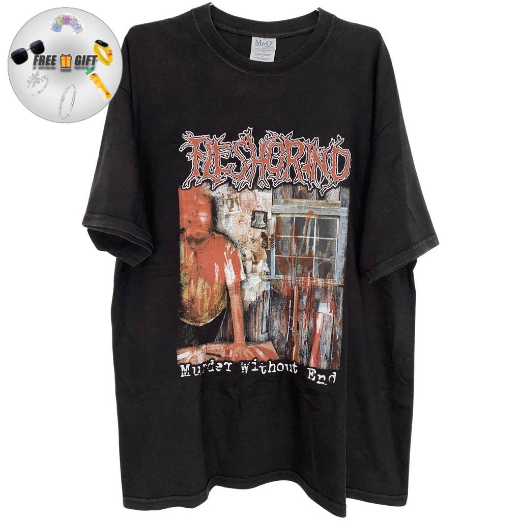 [FREE GIFT]Kaos Vintage 2003 Fleshgrind Gothic Black Metal 24S T-Shirt Unik