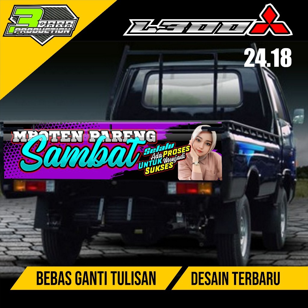 (Cod) Stiker Decal Pintu Belakang L300 Stiker Pintu Bak Belakang L 300 Kode 24.18